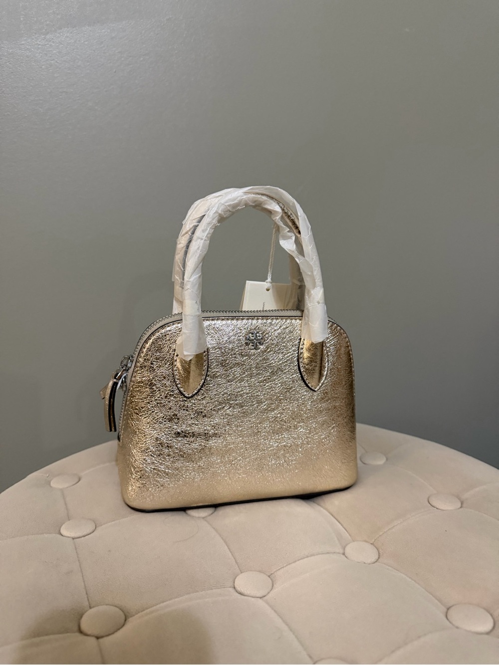 Tory Burch Metallic Gold Mini Dome Satchel